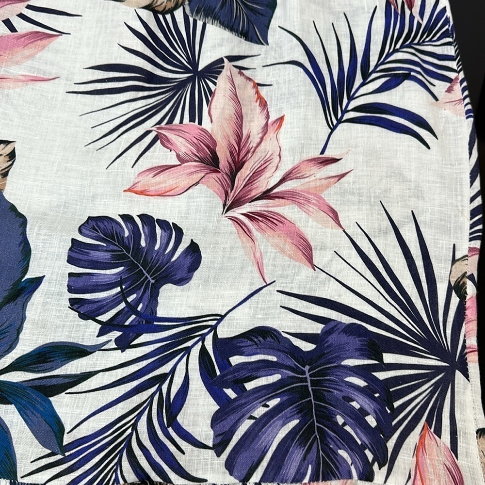 Lungo L’Arno Linen Floral‎ Tropical Print Sleeveless Dress XL Ruffle Hem … - Picture 4 of 12
